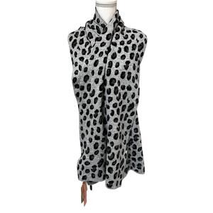 Alessia Massimo Leopard Angora Viscose Scarf Wrap Rhinestones NWT